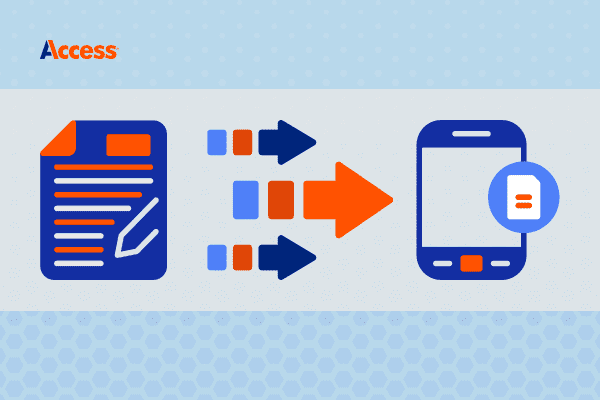 Graphic depicting digital transformation from paper to digital